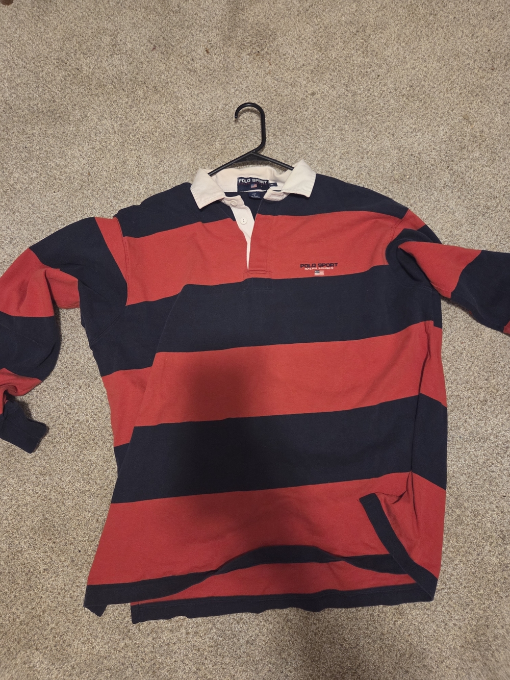 Polo by Ralph Lauren Red and Navy Striped Rugby Shirt